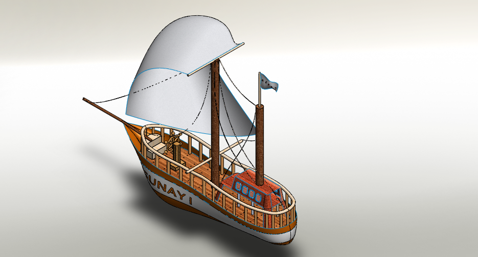 卡通版帆船3D模型图纸 Solidworks设计